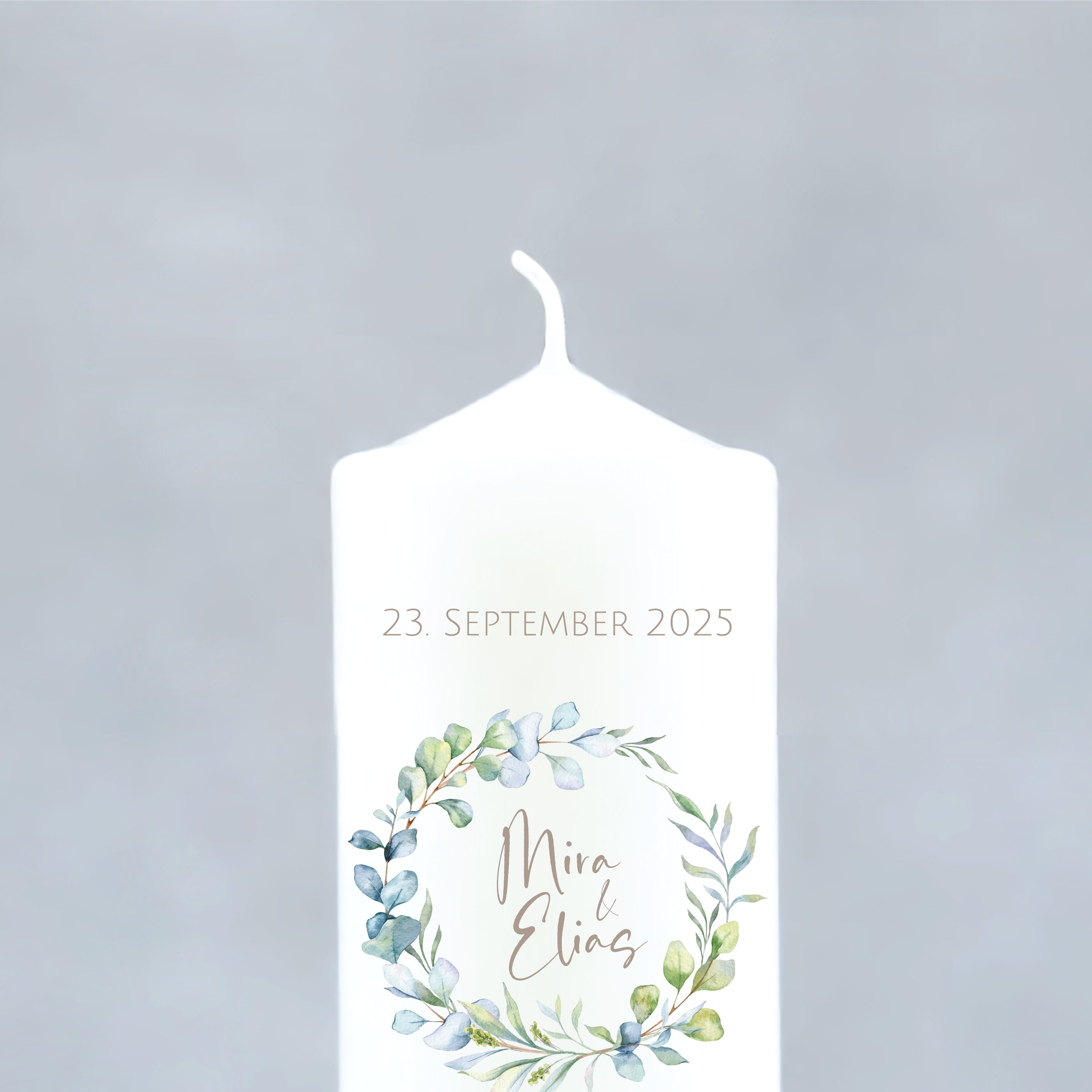 Hochzeitskerze | Blätterkranz