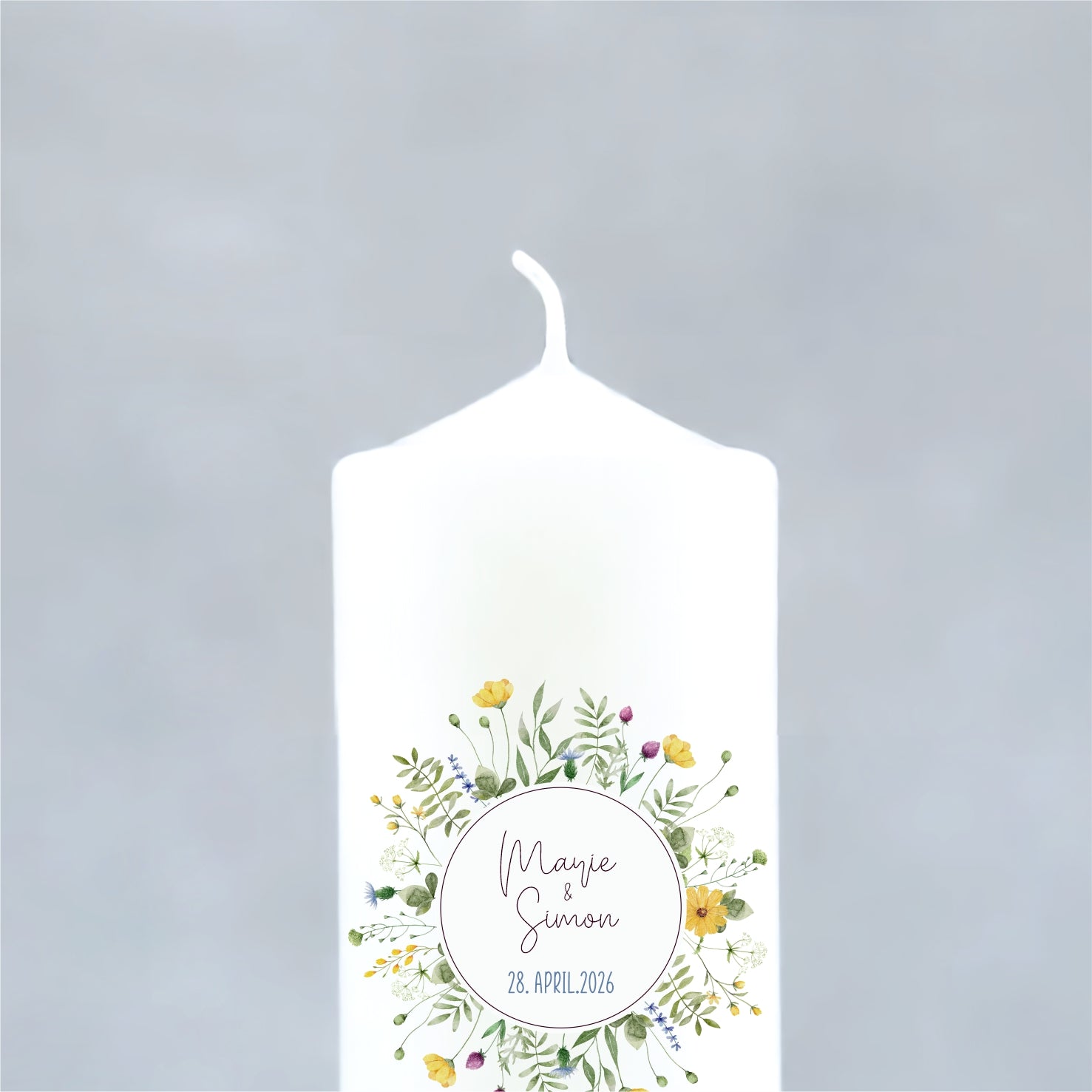 Hochzeitskerze | Wildblumenkranz