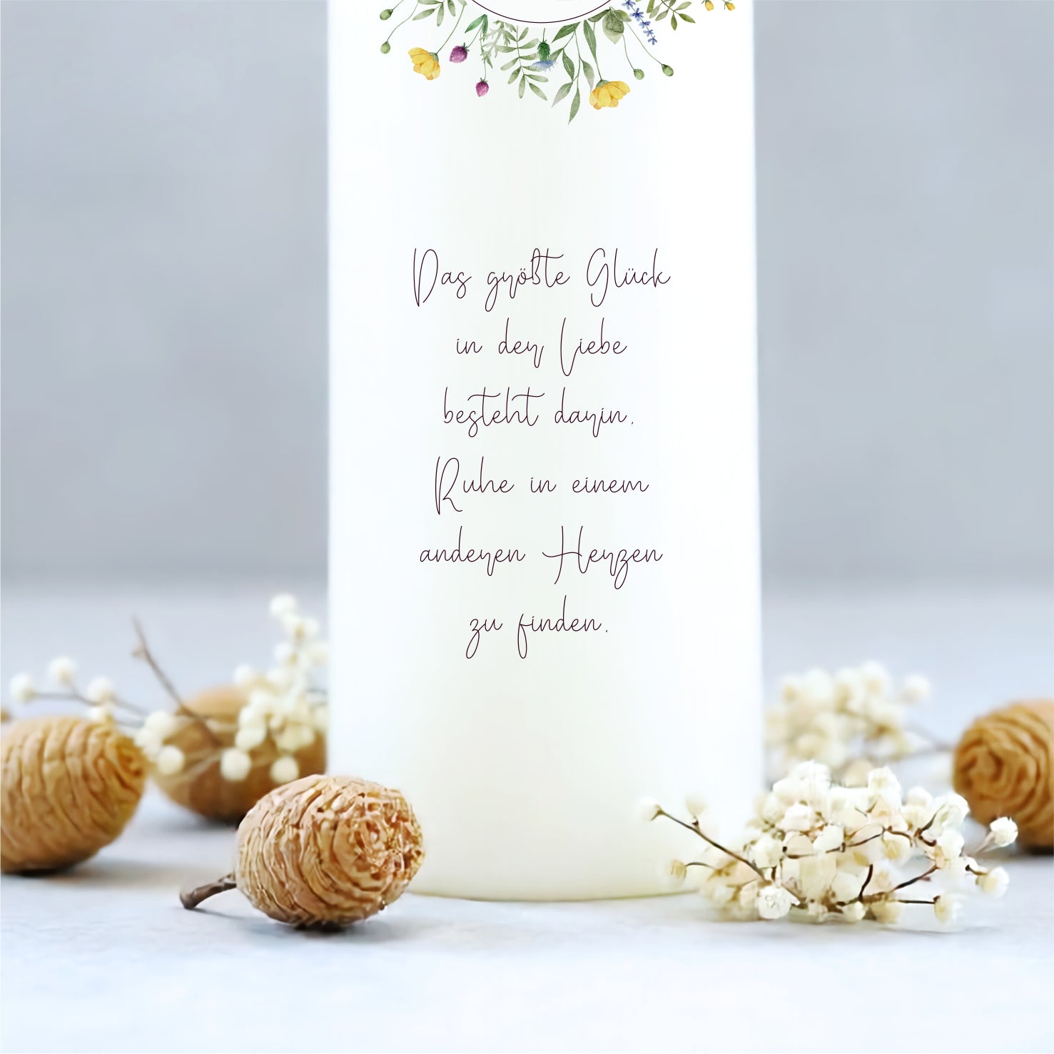 Hochzeitskerze | Wildblumenkranz
